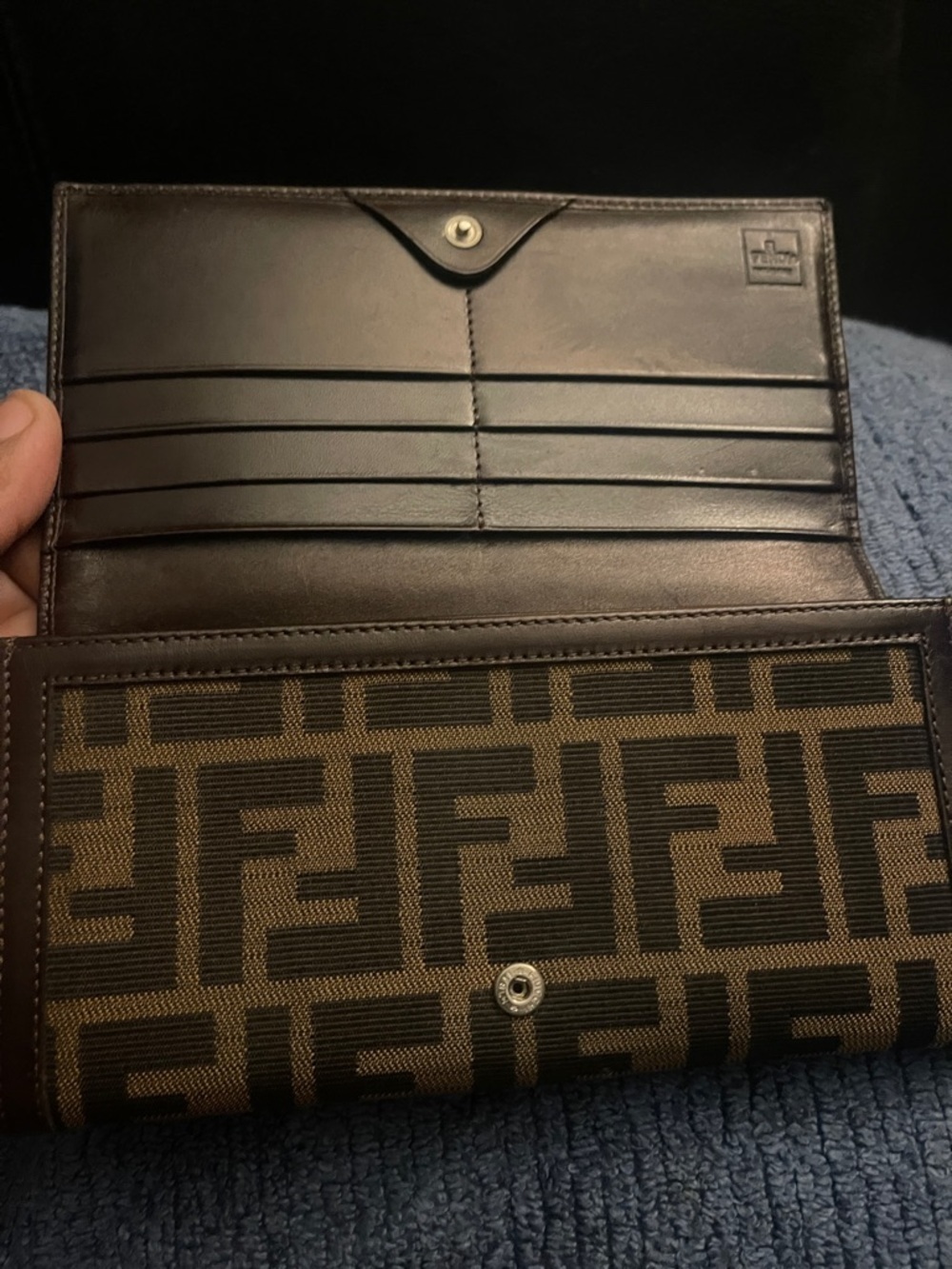 Vintage Fendi Brown Zucca Continental Canvas Long Bifold Wallet W/Entrupy COA - Picture 4 of 16